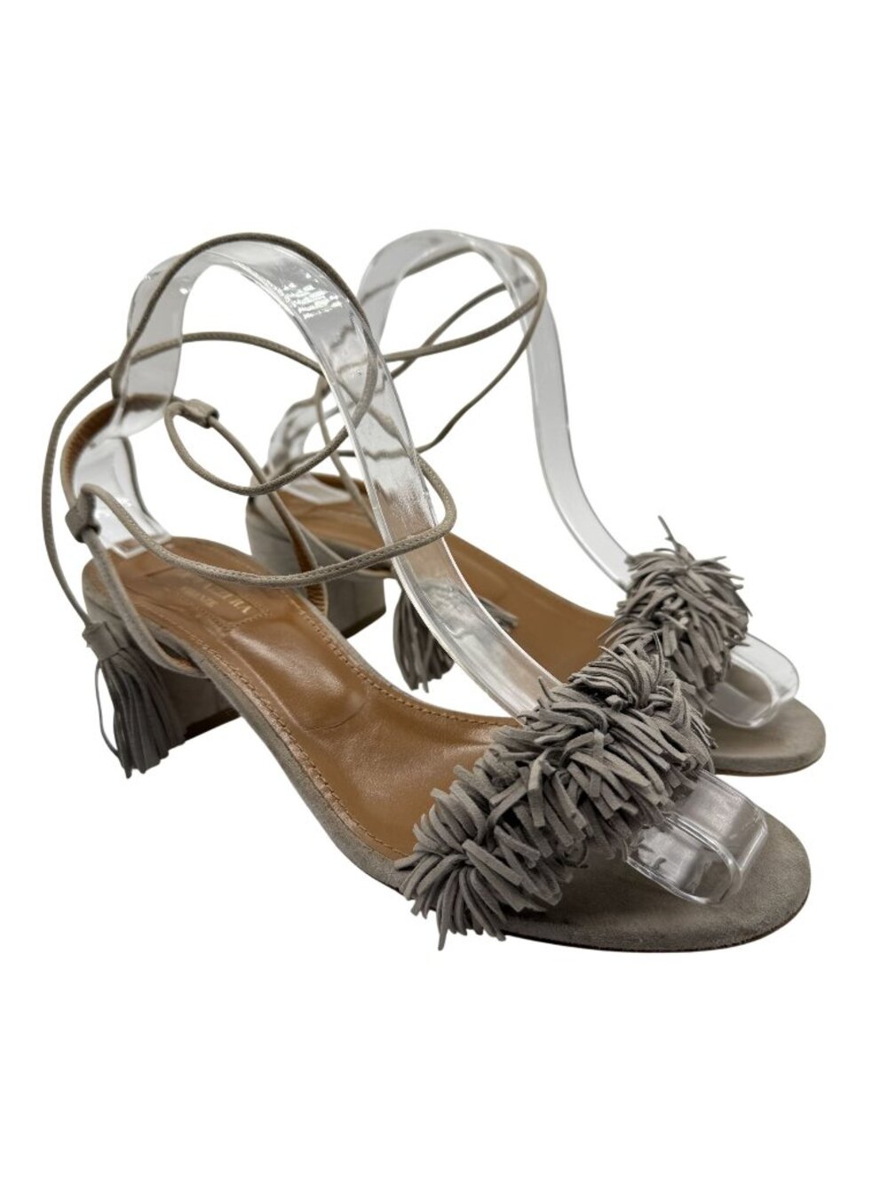 Aquazzura Firenze Wild Thing Fringed Suede Sandals, 38